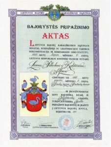 L. Peleckio bajorystės patvirtinimo aktas. MLLM 147494