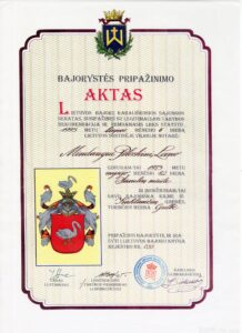 M. Peleckio bajorystės patvirtinimo aktas. MLLM 147589