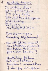 P. Širvio eilėraštis iš jo Maironio lietuvių literatūros muziejuje saugomos knygelės. MLLM_9670
