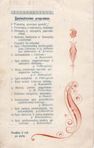 Pirmojo lietuvių moterų suvažiavimo programa. MLLM 136077