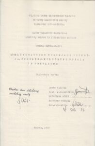 Diplominio darbo antraštinis lapas. MLLM P 25169