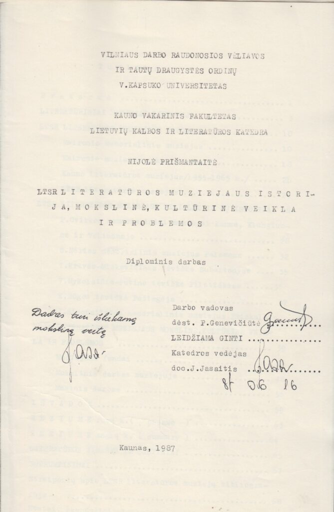 Pirmasis darbas apie Maironio muziejaus istoriją