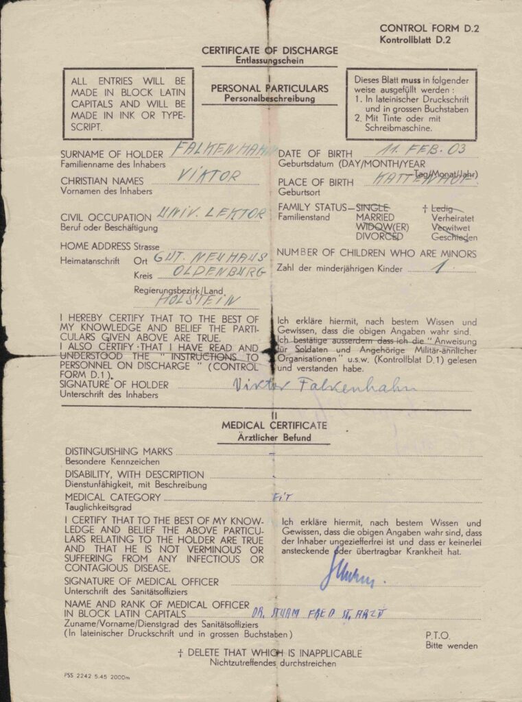 Dokumentas. Įspėjimas apie V. Falkenhano atleidimą iš tarnybos armijoje. 1946 m. sausio 20 d. MLLM P26460