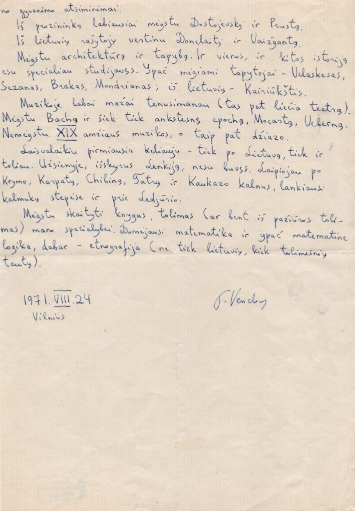 Tomo Venclovos autobiografija, II l. MLLM 9341 2