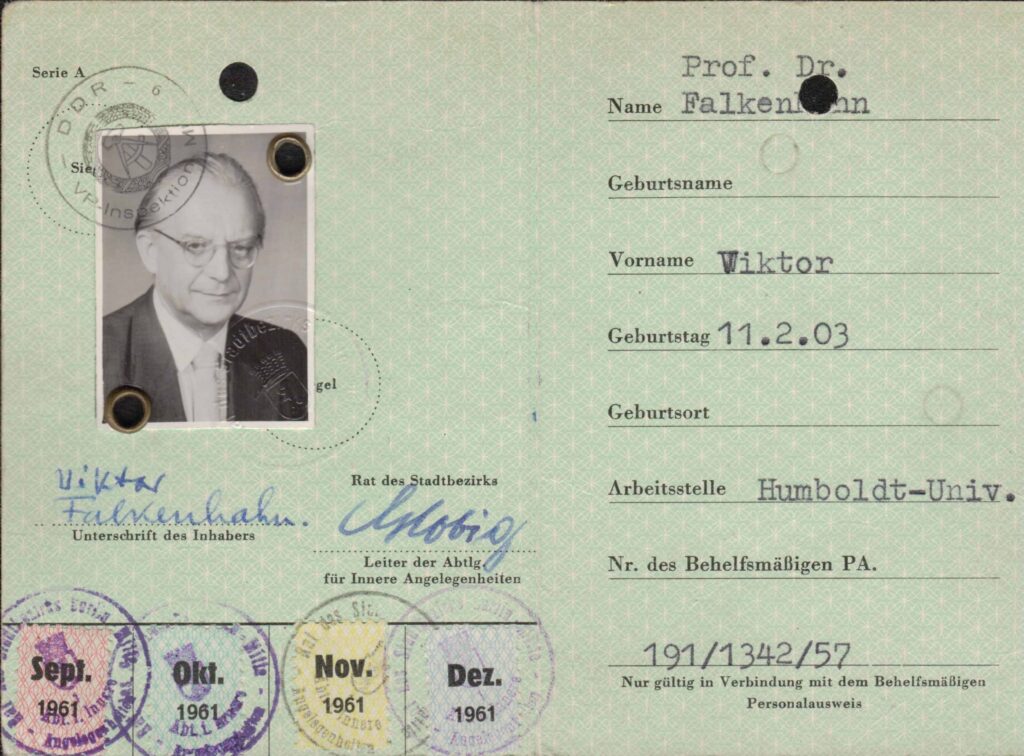 V. Falkenhano darbo Humboldtų universitete pažymėjimas. 1961 m. MLLM P26698