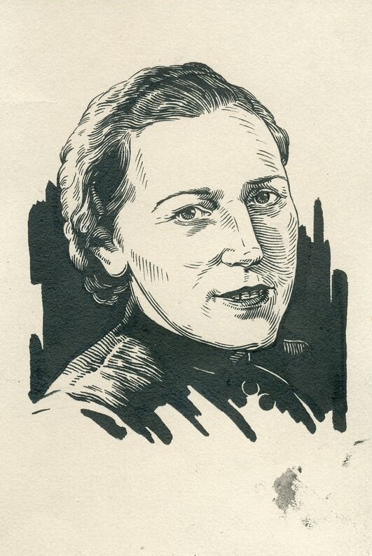 I. Simonaitytė. V. Kosčiuškos grafikos darbas. Apie 1950 m. MLLM RMM ĮK 12187