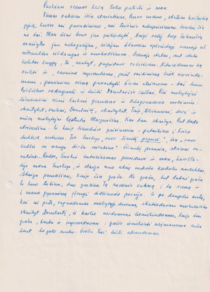 H. A. Čigriejaus atsakymų į žurnalo „Metai“ anketos klausimus rankraštis. Apie 1995 m. MLLM 88462