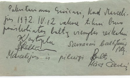 Raštelis žmonai Gražinai dėl Marcelijaus pasiskolinimo baltų vienybės reikalui_1