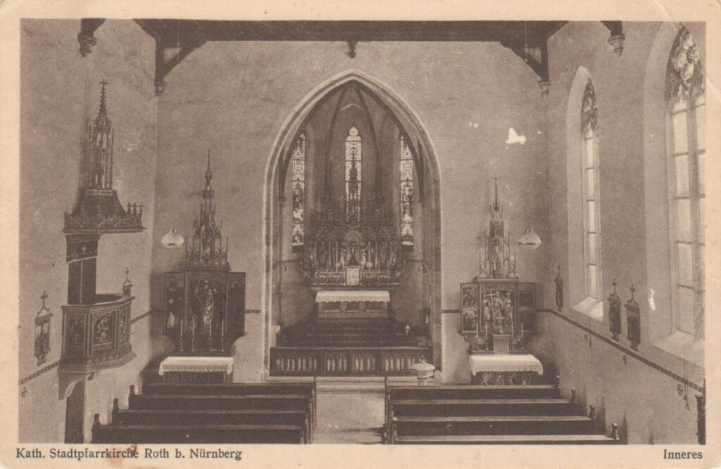 Bažnyčia Niurnberge, kurioje S. Būdavas laikė pamaldas. Vokietija. 1945 m. MLLM P57876