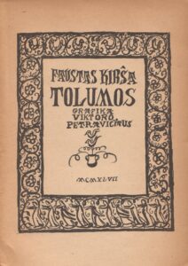 Faustas Kirša. Tolumos. Titulinis lapas