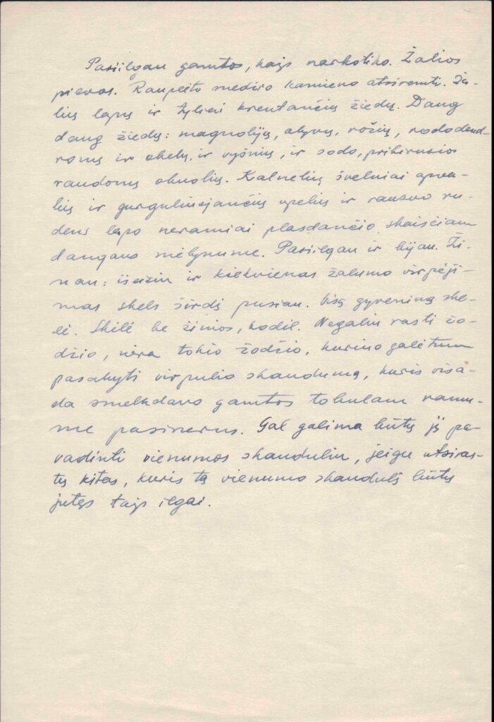 J. Jankaus impresijos „Pasiilgau gamtos“ rankraštis. MLLM 105404 / R1 11034