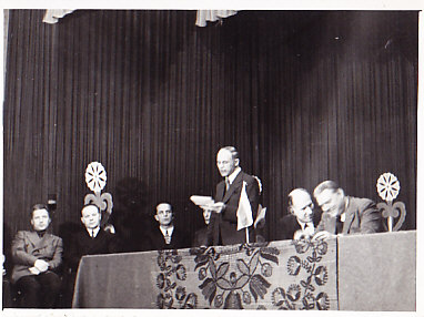Literatūros šventė. Kalba J. Brazaitis. 1948 m. MLLM 50856
