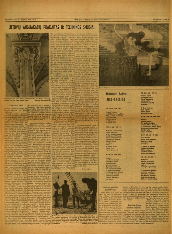 V. Ramojaus straipsnis dienraštyje „Draugas“. 1972 m. Nr. 195 (33), MLLM 122032/33