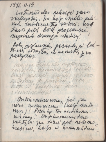 Poeto užrašų knygelės pirmasis lapas