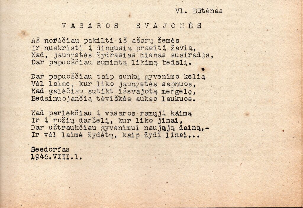 V. Būtėno eilėraštis žurnale „Žingsniai“, 1946 m. Nr. 4–5 MLLM 68291