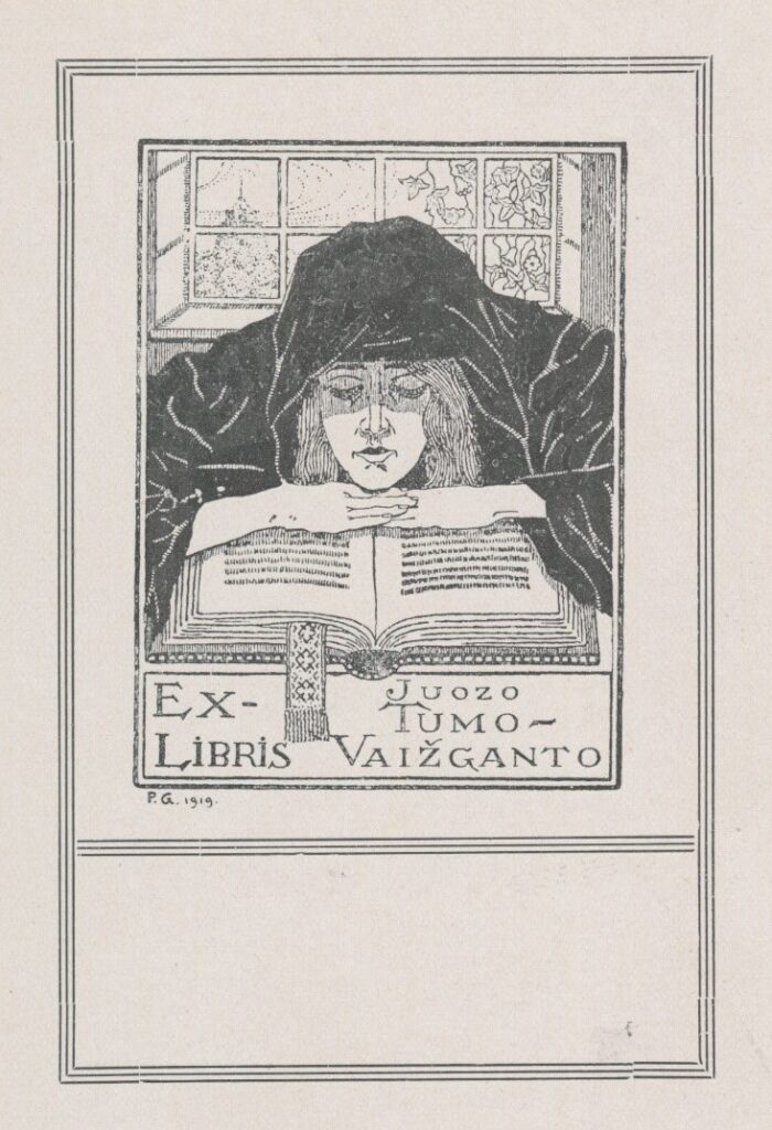 Pauliaus Galaunės exlibrisas sukurtas Vaižgantui. MLLM 12043