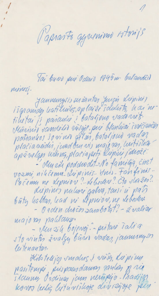 Paprasta gyvenimo istorija. Rankraštis