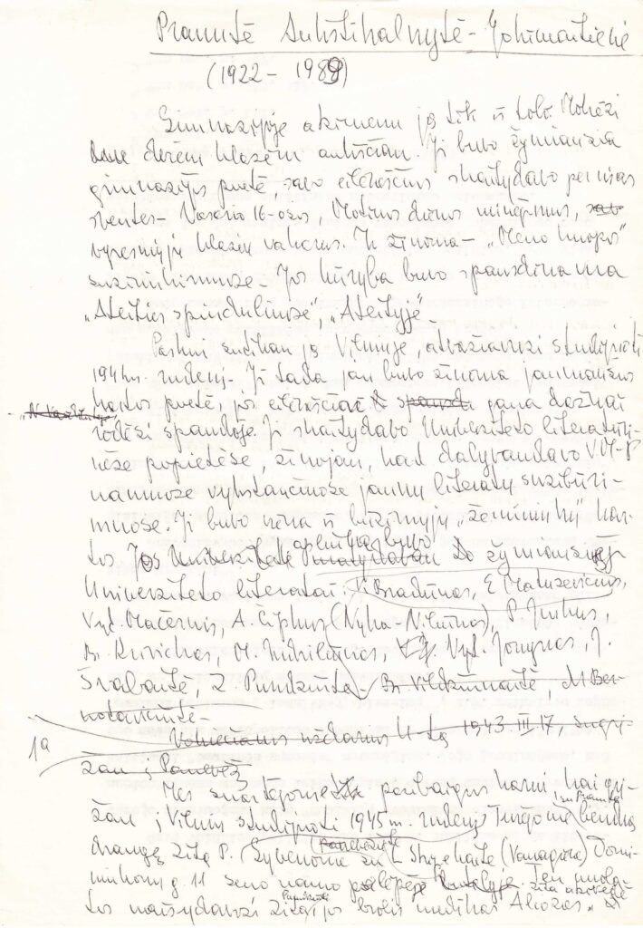 V. Zaborskaitė. Pranutė Aukštikalnytė – Jokimaitienė. MLLM 77928/R1 6784