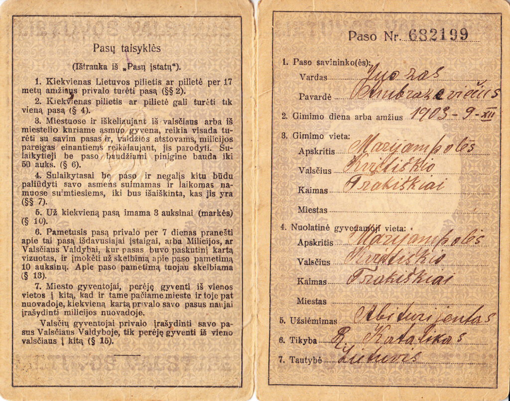 J. Ambrazevičiaus pasas. MLLM 108086