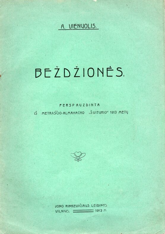 A. Vienuolis. Beždžionės. Vilnius. 1913m. MLLM 21838