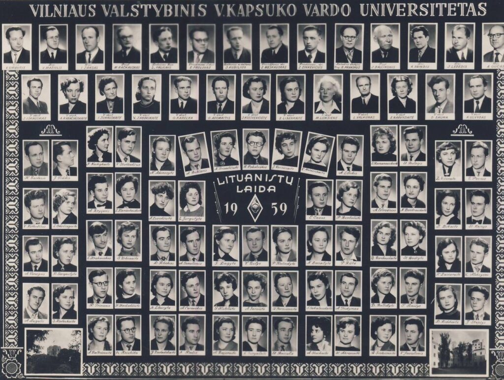 1959 m. Vilniaus valstybinio V. Kapsuko universiteto lituanistų laidos vinjetė. MLLM 70455