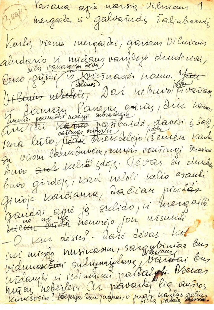 A. Liobytės „Pasakos apie narsią Vilniaus mergaitę ir galvažudį Žaliabarzdį“ rankraštis