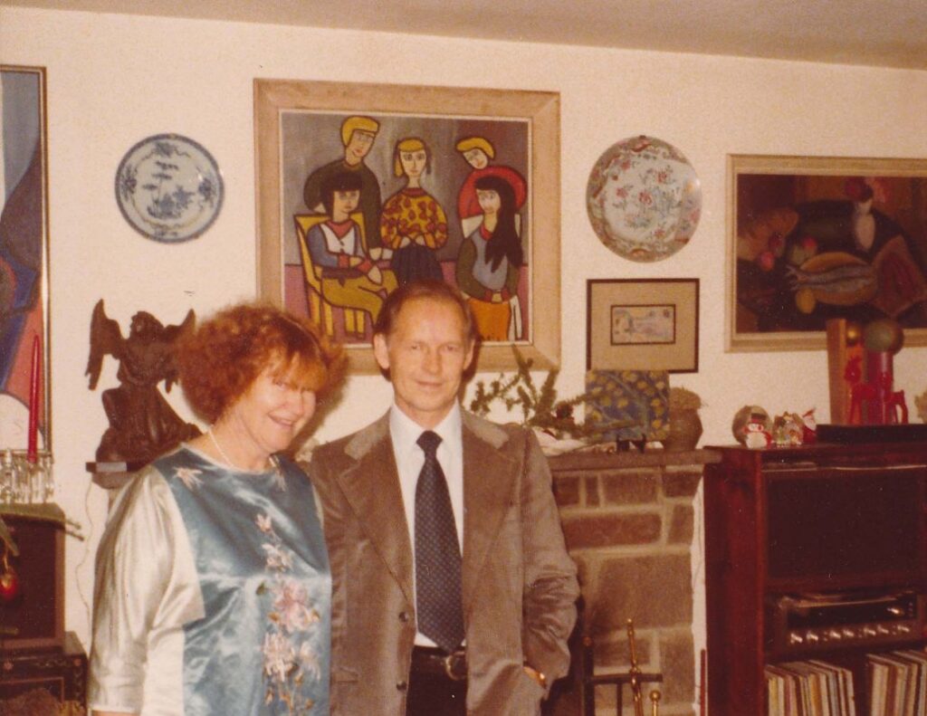 A. Nyka-Niliūnas su žmona Aleksandra savo namuose. Baltimorė, 1980 m.