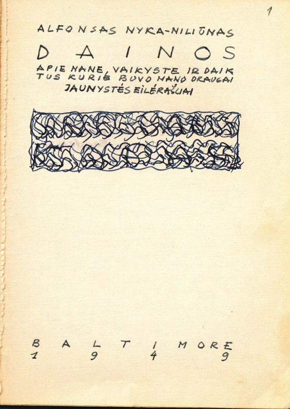 A. Nykos-Niliūno rankraštinė knyga