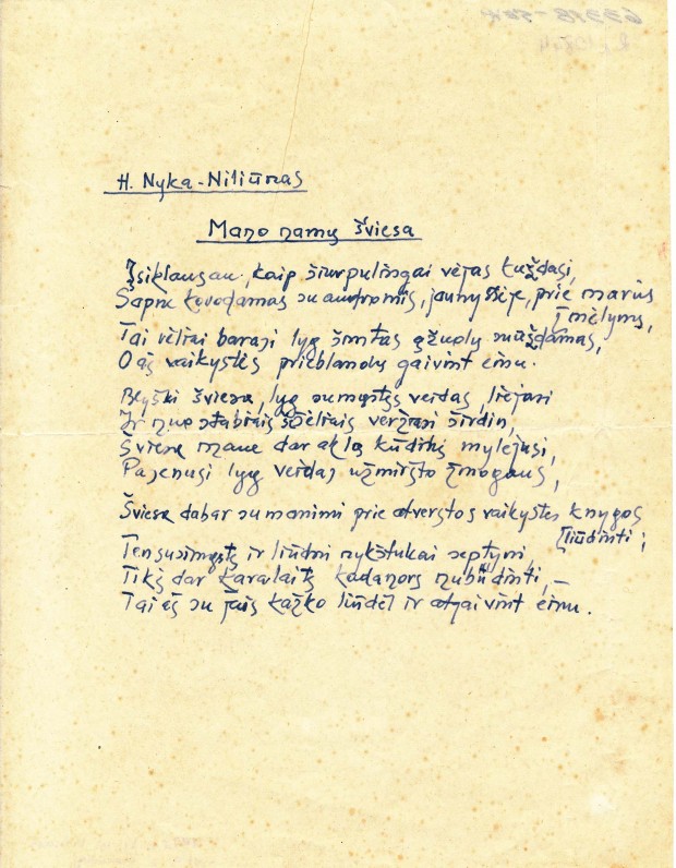 A. Nykos-Niliūno rankraštis