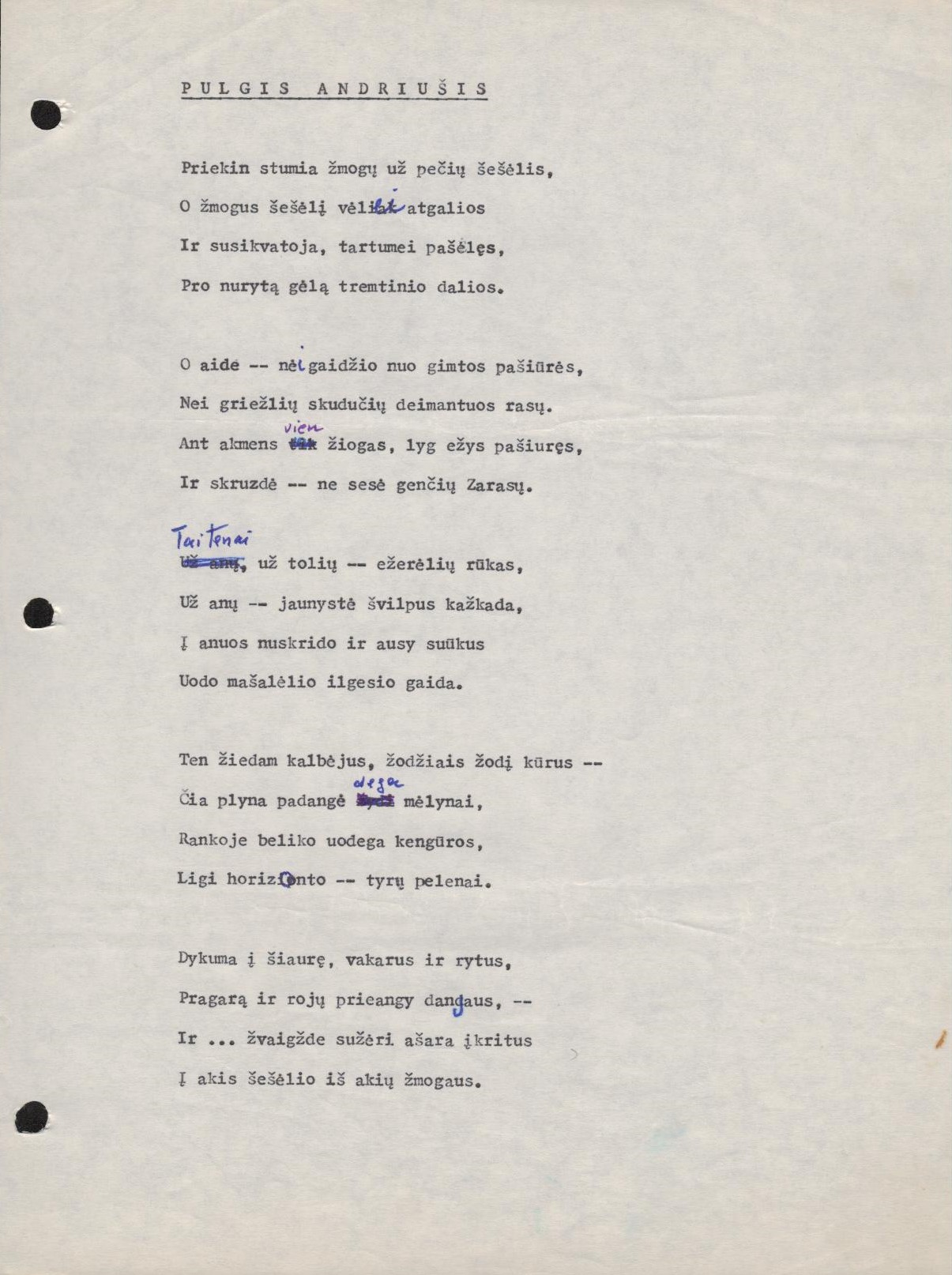 A. Gustaičio eilėraštis „Pulgis Andriušis“