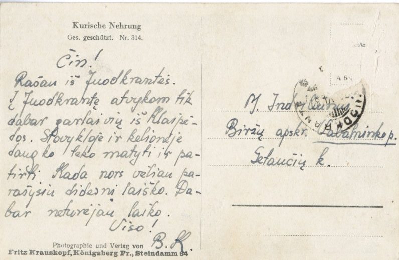 Artimo draugo Broniaus Krivicko atvirlaiškis iš Juodkrantės į Gataučius