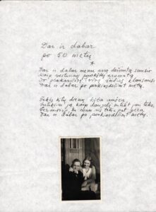 B. Brazdžionio rankraštis. Nuotraukoje – Aldona ir Bernardas Brazdžioniai Kaune apie 1933–1934 m.