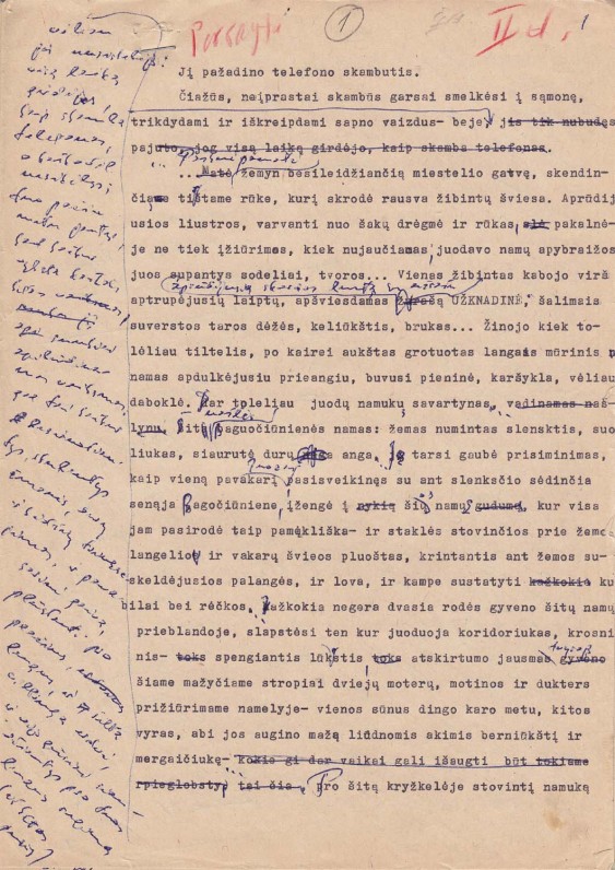 B. Radzevičiaus romano „Priešaušrio vieškeliai“ (2-osios dalies pradžios) rankraštis