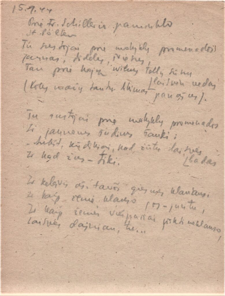B. BRAZDŽIONIO DIENORAŠTIS. 1944 M.