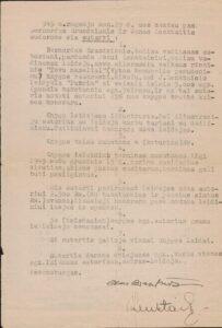 B. Brazdžionio ir leidyklos „Patria“ sutartis dėl Vytės Nemunėlio knygos vaikams „Tėvų nameliai“ išleidimo. Ravensburgas. 1945 m. rugsėjo 29 d.