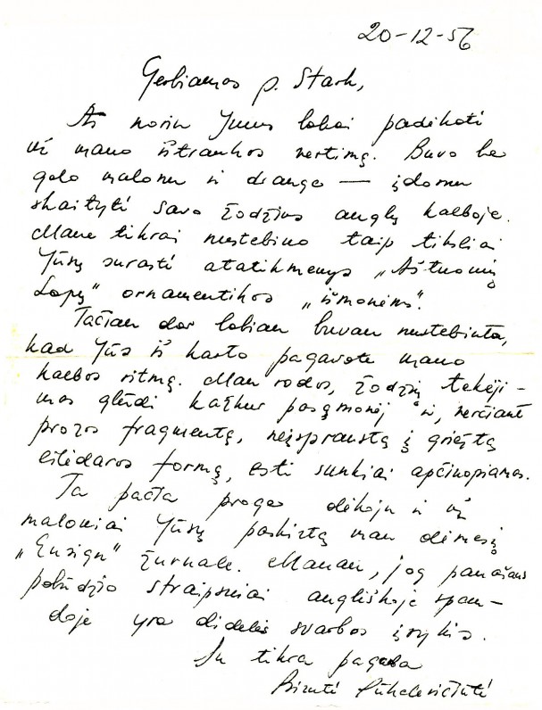 Birutės Pūkelevičiūtės laiškas M. Starkui