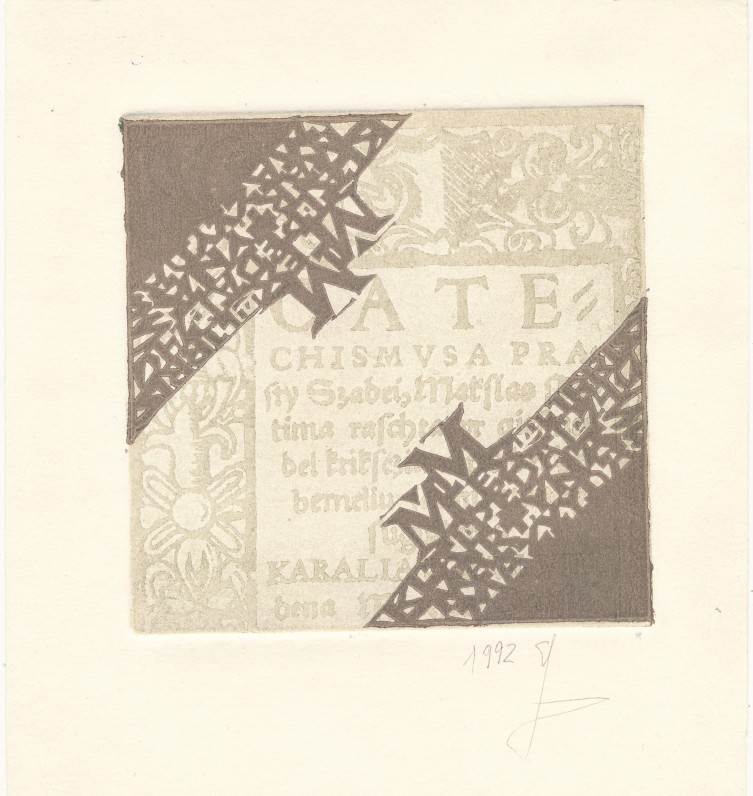 Dail. Stasė Medytė. Ekslibrisas „M. Mažvydas“, 1992 m.