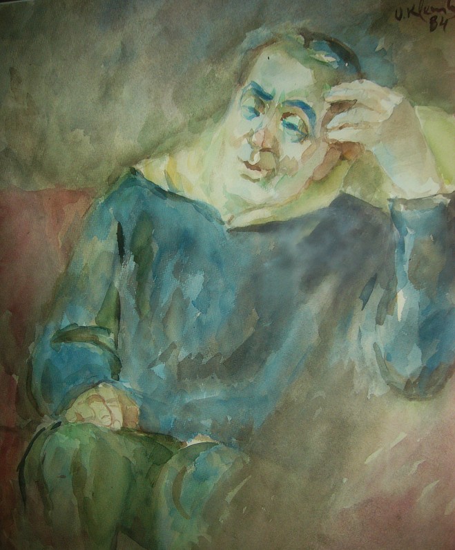 Dailininkas Vytautas Klemka. Rašytojo J. Grušo portretas. Akvarelė. 1984 m. Kaunas