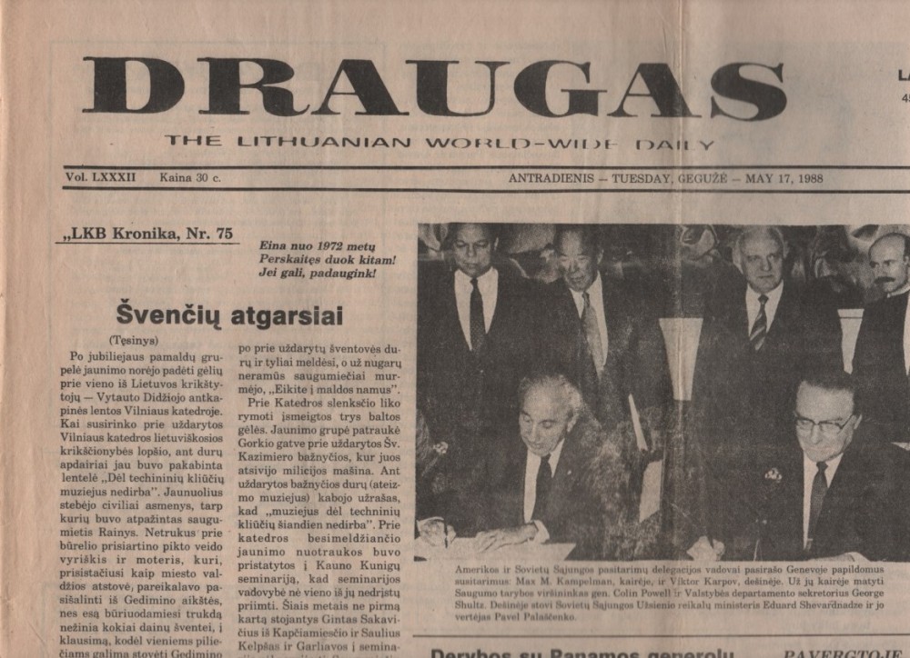 Dienraštis „Draugas“. 1988 05 17. Nr. 96. Čikaga