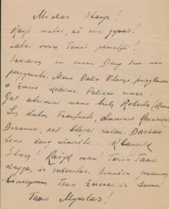M. Hofmeklerio laiškas S. Santvarui. Vokietija. Apie 1945-1949 m.
