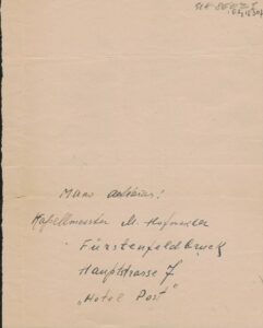 M. Hofmeklerio laiškas S. Santvarui. Vokietija. Apie 1945-1949 m.