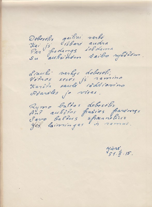 Elenos Spurgaitės eilėraščių rankraštis