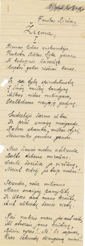 F. Kiršos eilėraštis „Žiema“