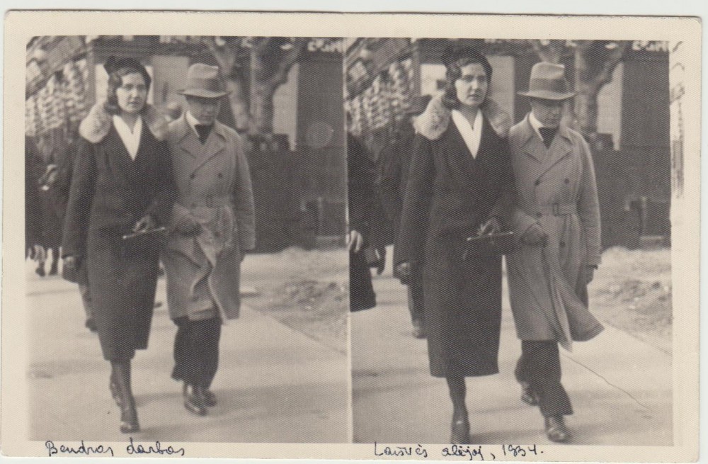 G. Tulauskaitė su B. Babrausku Laisvės alėjoje. Kaunas. 1940 m.