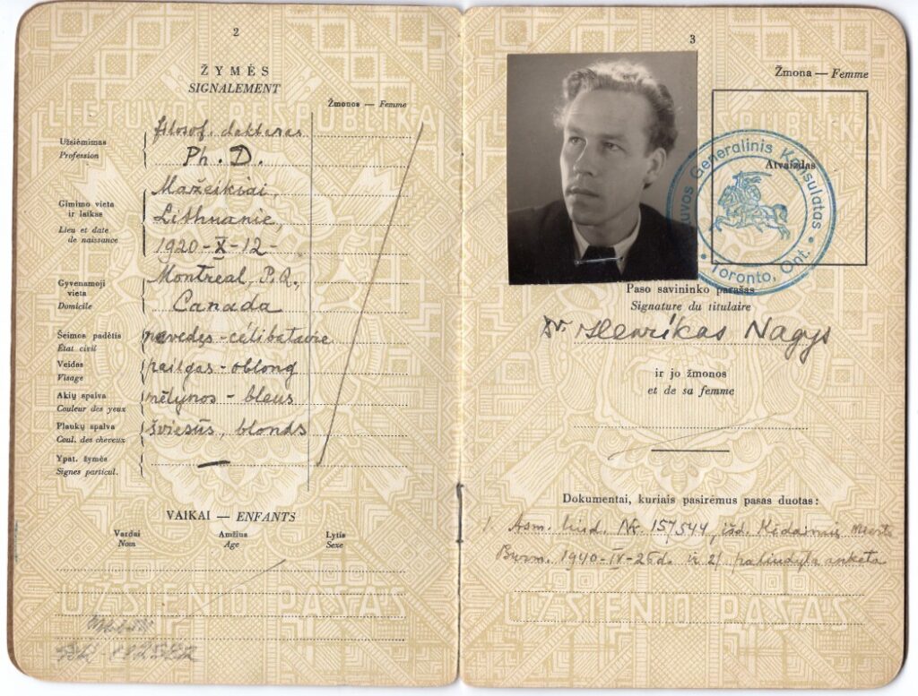 H. Nagio pasas, išduotas Kanadoje