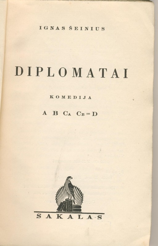 I. Šeinius. Komedija „Diplomatai“. Kaunas. 1937 m.
