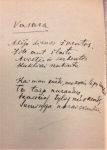 A. VAIČIULAIČIO RANKRAŠTINĖ EILĖRAŠČIŲ KNYGELĖ