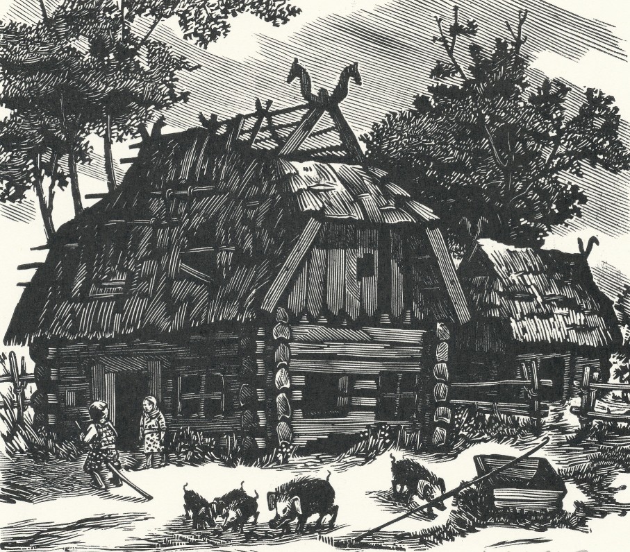Iliustracija K. Donelaičio „Metams“. Dail. Vytautas Jurkūnas. 1956 m…