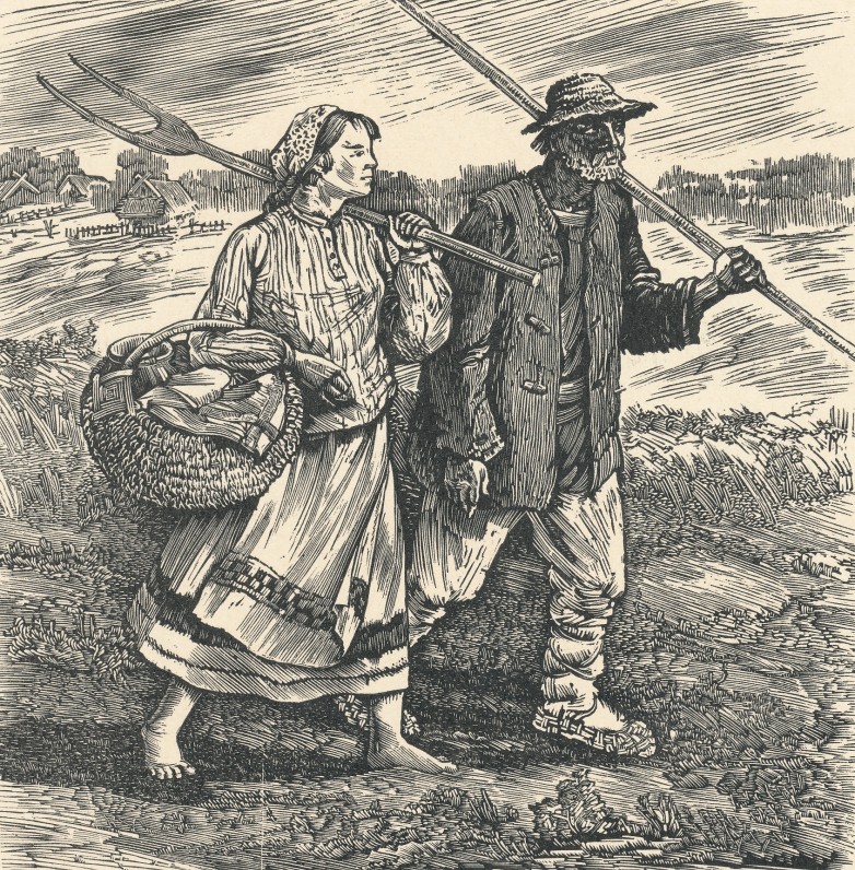 Iliustracija K. Donelaičio „Metams“. Dail. Vytautas Jurkūnas. 1956 m.