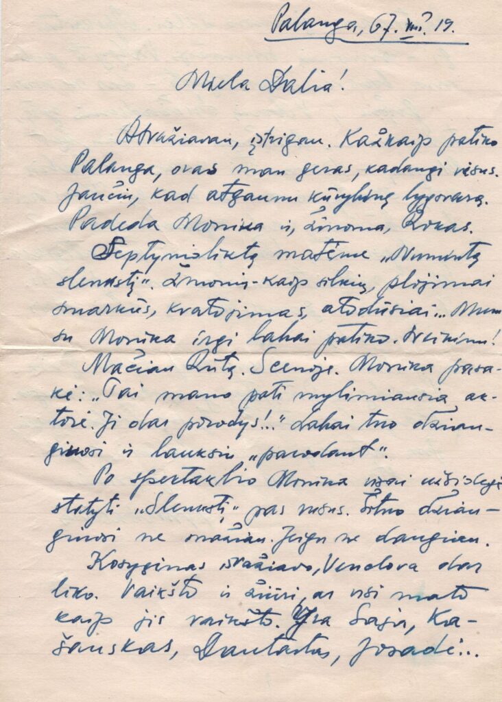 J. Baltušio laiškas D. Urnevičiūtei. MLLM 125033